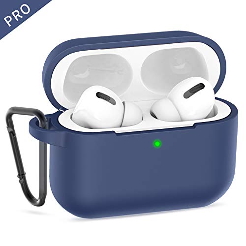 Product Cover Ztotop Case for New AirPods Pro Case 2019, Visible Front LED/Soft Silicone/Shock & Scratch-Resistant, Durable Protective Cover with Hinge for AirPods Pro Charging 2019 Case 3rd Gen, Dark Blue