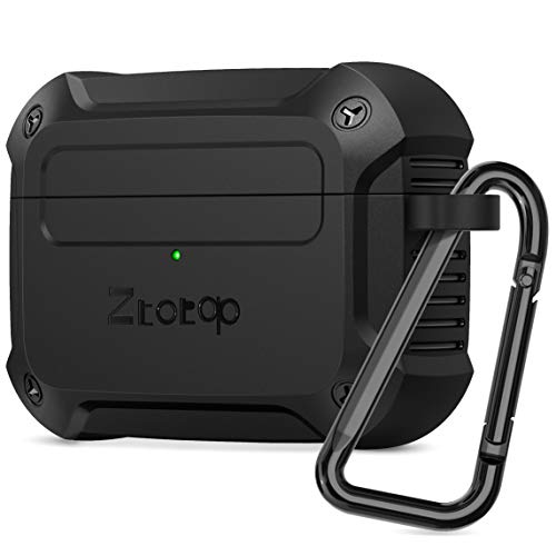 Product Cover Ztotop Case for AirPods Pro 2019, Designed with Full Tough Silicone+Shock-Resistant Protective Cover, Front LED Visible, Durable Armor Case with Smooth Skin - Black