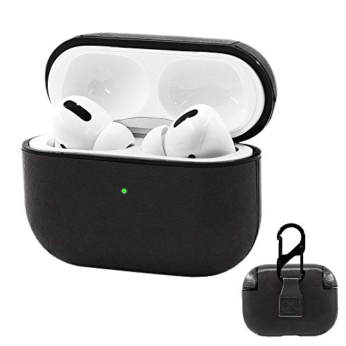 Product Cover Genuine Leather Protective Cover, Classic Carrying Case for Apple Airpods Pro, New Airpods 2019. (Black)
