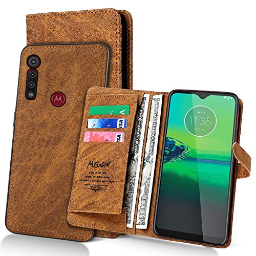 Product Cover HAPPON Compatible with Motorola Moto G8 Play Case,Moto One Macro PU Leather Case Simple Style Detachable Wallet Magnetic Flip Case Shockproof Anti-Scratch Protective Cover with Card Slots - Brown