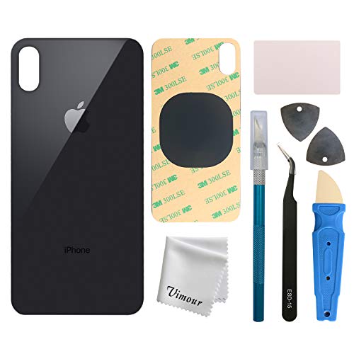 Product Cover Vimour Back Glass Replacement for iPhone X 5.8 Inches All Carriers with Pre-Installed Adhesive and Repair Tool Kits (Black)