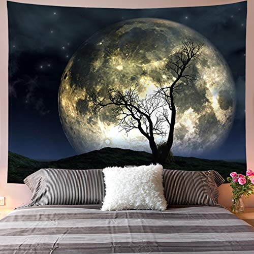 Product Cover Galoker Moon Tapestry Galaxy Tapestry Tree Tapestry Starry Sky Tapestry Mystic Psychedelic Art Tapestry Wall Hanging for Home Decor(H51.2×W59.1 inches)
