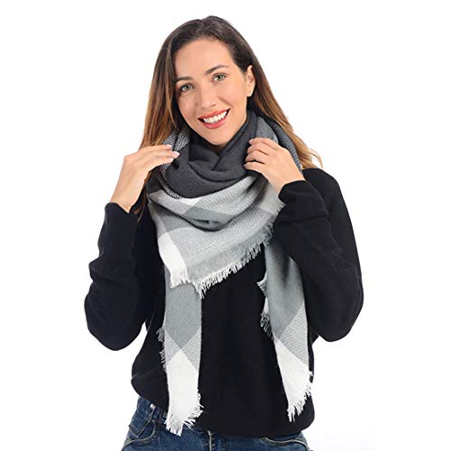Product Cover Scarf for Women, Classic Plaid Scarf Winter Warm Oversized Tartan Wrap Shawl Fashion Tassel Scarves Gift 2020 Newest
