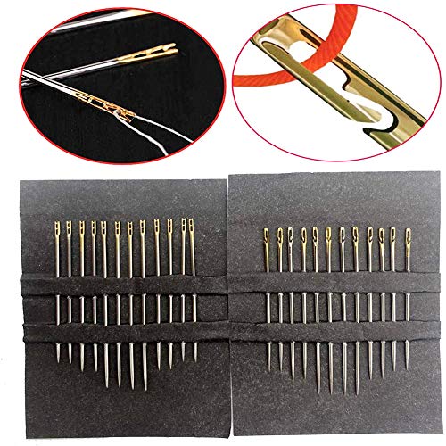 Product Cover 24pcs Needles Stitching Pins, One Second-Needles Big Eye Sewing Self Threading Hand Needles Stitching Pins Embroidery Hand Sewing Tools