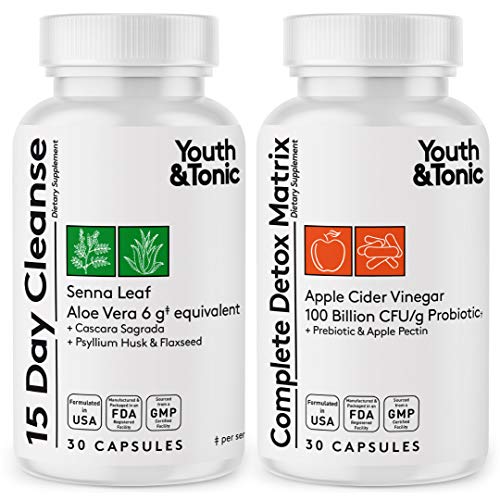 Product Cover Colon Cleanser & Complete Detox Matrix | Synergic Value Kit w/Highly Rated Formula for 15 Day Cleanse & Full Body Detox | Colon Health Probiotic w/Senna ACV Aloe Vera | Kick Off Weight Management