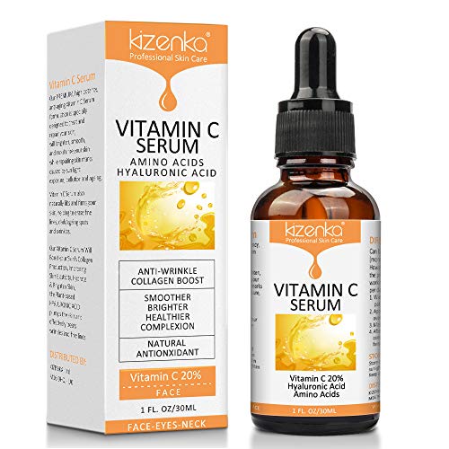 Product Cover Natural Vitamin C Serum with Amino Acid and Hyaluronic Acid for Face，Eye and Skin (3.5 oz)，Anti Wrinkle, Boost Collagen, Whiten Skin，Anti Aging, Fades Age Spots and Sun Damage (30ml)