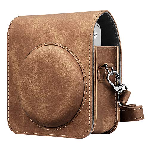 Product Cover Fintie Protective Case Compatible with Fujifilm Instax Mini 90 Neo Classic Instant Film Camera Vegan Leather Bag Cover with Removable Strap, Rustic Brown