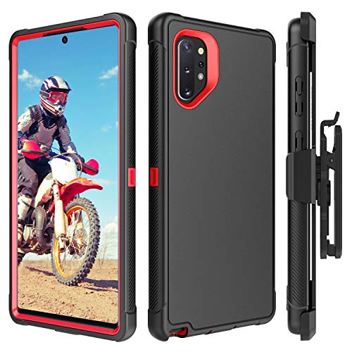 Product Cover BENTOBEN Samsung Note 10 Plus Case, Heavy Duty Shockproof Full Body Rugged Hybrid Protective Case for Samsung Galaxy Note 10 Plus 5G with Kickstand Belt Clip Holster Cover, Black/Red