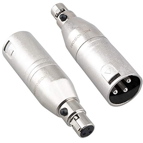Product Cover Mini XLR Female to XLR Male Adapter, HOSONGIN 3-PIN Mini-XLR Female Zinc Alloy Audio Adapter for Mixer, Microphone, Camera, 2 Pack