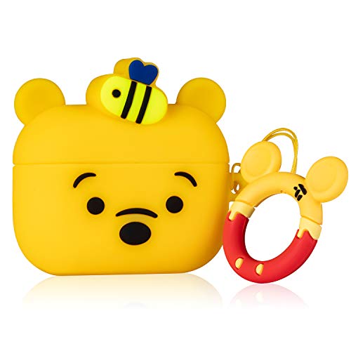 Product Cover Joyleop Honey Winnie Case for Airpods Pro/ 3, Cute Cartoon Fun Funny 3D Kids Girls Teens Boys Cover, Animal Cool Stylish Fashion Silicone Character Shockproof Airpod Skin Cases for Air pods 3/ Pro
