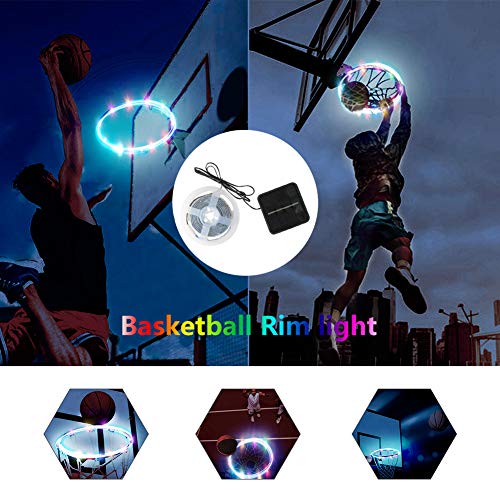 Product Cover Kriszon LED Basketball Hoop Lights Basketball Rim LED Solar Light Light Swish Ideal for Kids Adults Parties and Training Color Shot Sensing Action for Playing at Night Outdoors 1 Pack
