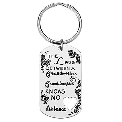 Product Cover Grandma Gifts from Granddaughter - The Love Between A Grandmother & Granddaughter Knows No Distance Grandmother Granddaughter Keychain, Perfect Gifts for Grandma Grandmother