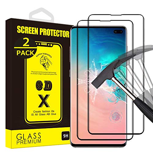 Product Cover Yoyamo Galaxy S10 Plus Screen Protector, [2 Pack] X093 3D Tempered Glass Screen Coverage [9H Hardness][HD][Case Friendly][Anti-Fingerprint] Screen Protector for Samsung Galaxy S10 Plus