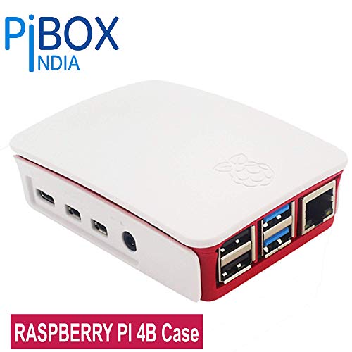 Product Cover PiBOX India, Raspberry Pi 4 Case 1Gb, 2GB, 4GB White red, Modular Design with Logo top screwless Design, Ports Access and for Raspberry Pi 4 Model B, Pi 4B, Pi 4 ABS (White Red)