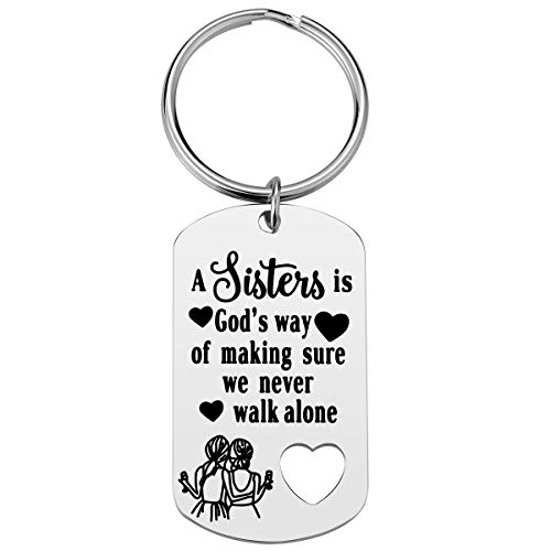 Product Cover Sister Gifts from Sister - Sister Keychain, A Sister is God's Way of Making Sure We Never Walk Alone Sister Jewelry, Perfect Gifts for Sisters
