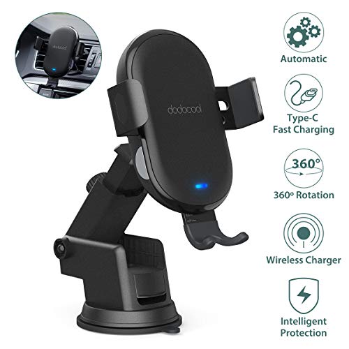 Product Cover dodocool Wireless Car Charger Mount, 10W Fast Charging Auto Clamping 360º Windshield Dashboard & Air Vent Phone Holder, for iPhone11/11 Pro/11 Pro Max/XSMax/X/8P/8, Samsung Galaxy S10/S9/S8 and More