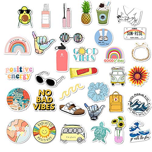 Product Cover VSCO Stickers for Hydro Flask, Girls Stuff Cute Waterproof Trendy Stickers for Teens for Waterbottle,Laptop,Phone,Travel Extra Durable 100% Vinyl(35 Pack)