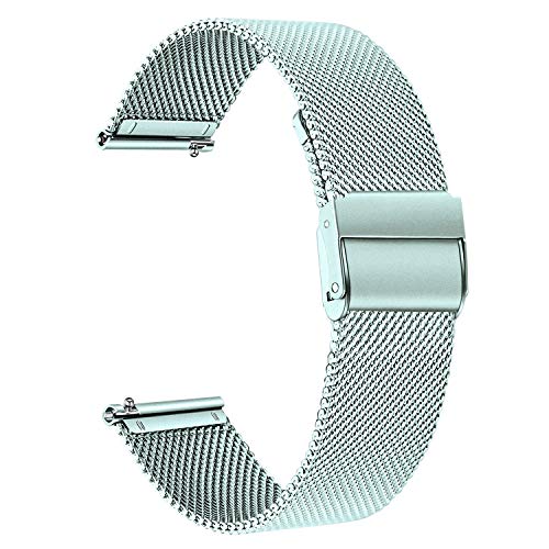 Product Cover TRUMiRR Band for Galaxy Watch Active2 40mm 44mm Cloud Silver Women Men, Mesh Woven Stainless Steel Watchband Quick Release Strap for Samsung Galaxy Watch Active 2 40mm 44mm SM-R830/R820