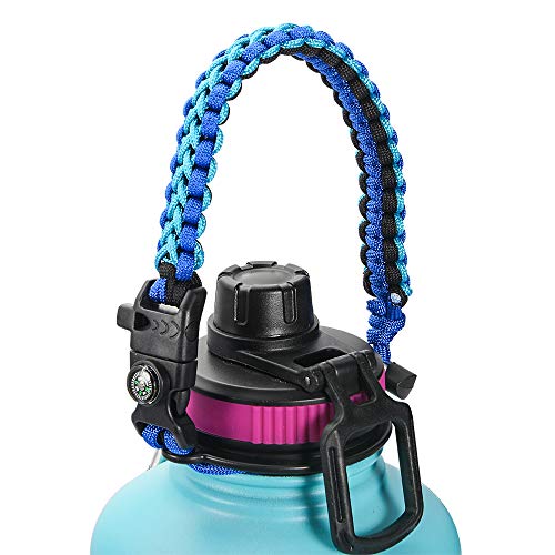 Product Cover FeiXia Paracord Handle - Paracord Carrier Survival Strap Cord with Safety Ring and Carabiner for Hydro Flask Wide Mouth Water Bottles 12oz - 64 oz, Over 15 Colors