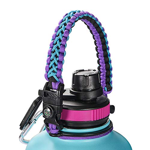 Product Cover FeiXia Paracord Handle - Paracord Carrier Survival Strap Cord with Safety Ring and Carabiner for Hydro Flask Wide Mouth Water Bottles 12oz - 64 oz, Over 10 Colors