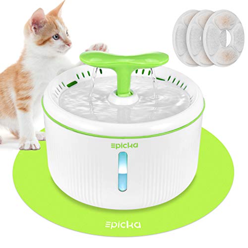 Product Cover EPICKA Sprout Pet Fountain, 2L/67oz Cat Water Fountain with LED Indicator, Quiet Pump, 3 Triple-Action Filters and 1 Silicone Mat, BPA-Free Automatic Dog Water Dispenser (Green)
