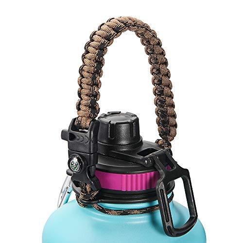 Product Cover FeiXia Paracord Handle - Paracord Carrier Survival Strap Cord with Safety Ring and Carabiner for Hydro Flask Wide Mouth Water Bottles 12oz - 64 oz, Over 15 Colors