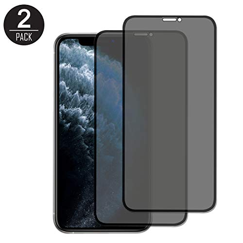 Product Cover Privacy Screen Protector for iPhone 11 Pro Max/Xs Max 6.5 Inch (2-Pack) Full Coverage Tempered Glass Protector Film, 3D Touch,  Anti Spy 9H Tempered Glass, Easy Install [Black]