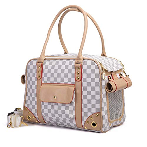 Product Cover Betop House Pet Carrier Tote Around Town Pet Carrier Portable Dog Handbag Dog Purse for Outdoor Travel Walking Hiking, White, 15.35''X 11''X 6.3''