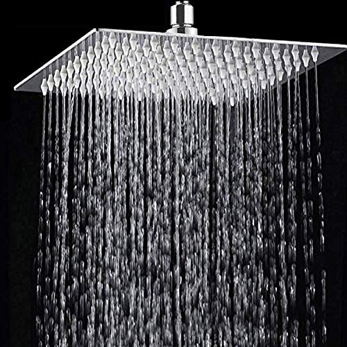 Product Cover Veteble Luxury Rain Shower Head, Modern Ultra-thin Stainless Steel Rainfall Showerhead for Bathroom, 12 inch, Square, Chrome