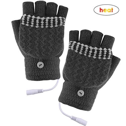 Product Cover YeShiDianPu Unisex Women's & Men's USB Heated Gloves Mitten Winter Hands Warm Laptop Gloves,Yinuoday Full & Half Heated Fingerless Heating Knitting Hands Warmer Washable Design