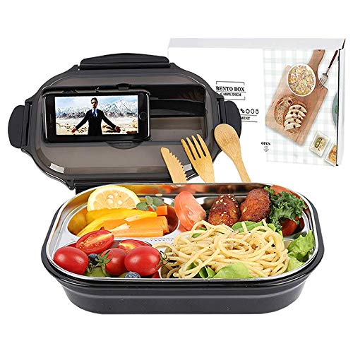 Product Cover Carpe Diem Bento Lunch Box with bag Stainless Steel Portable Picnic office School Food Storage for adult and Kids, Leakproof Bento Box with knife, fork and spoon Dishwasher Safe