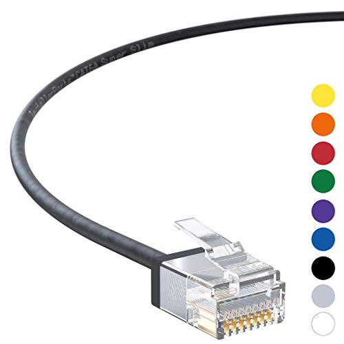 Product Cover InstallerParts Ethernet Cable CAT6A Super Slim Cable UTP 1 FT - Black - Professional Series - 10Gigabit/Sec Network/High Speed Internet Cable, 550MHZ, 32AWG