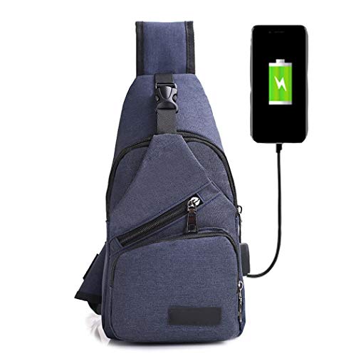 Product Cover Eubell Lightweight Casual Canvas Unbalance Backpack Crossbody Sling Shoulder Bag Chest Bag with USB Charging Port for Men Women