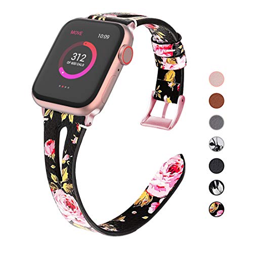 Product Cover OULUOQI Compatible with Apple Watch Band Women, 2019 Slim Soft Leather Band Replacement for iWatch Bands Series 5/4/3/2/1
