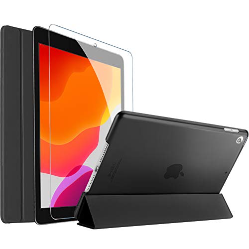 Product Cover ProCase iPad 7th Generation Case iPad 10.2 Case 2019 with Tempered Glass Screen Protector, Slim Stand Hard Shell Protective Smart Cover for 7th Gen iPad 10.2 Inch 2019 (A2197 A2198 A2200) -Black
