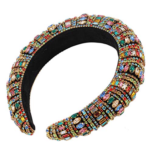 Product Cover RingBuu Hair Hoop Baroque Boho Jewelry Headband Colorful Faux Crystal Rhinestone Padded