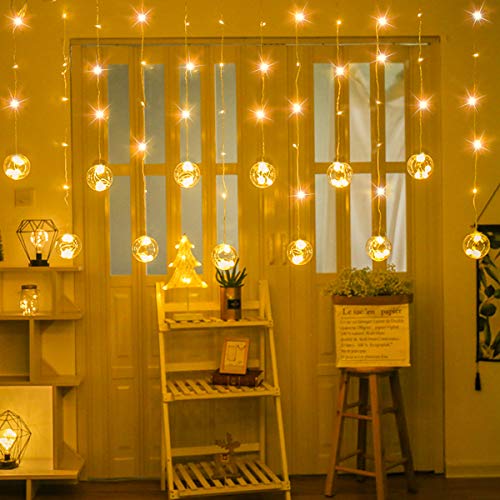 Product Cover SUPERNIGHT LED Curtain Lights with Crystal Ball, Globe Window Twinkle Fairy String Light Waterproof for Patio,Lawn,Garden,Wedding,DIY Christmas Tree Decoration (9.8 x 9.8 ft,8 Modes,Warm White)