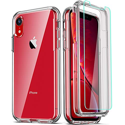Product Cover COOLQO Compatible for iPhone XR Case, with [2 x Tempered Glass Screen Protector] Clear 360 Full Body Coverage Hard PC+Soft Silicone TPU 3in1 [Heavy Duty Shockproof Defender] Phone Protective Cover