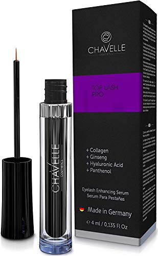 Product Cover Eyelash Growth Serum Made in Germany - Natural Highly Effective Enhancer and Booster 0.135 Fl.Oz Chavelle Top Lash Pro for Longer Eyelashes and Thicker Eyebrows (4ml)