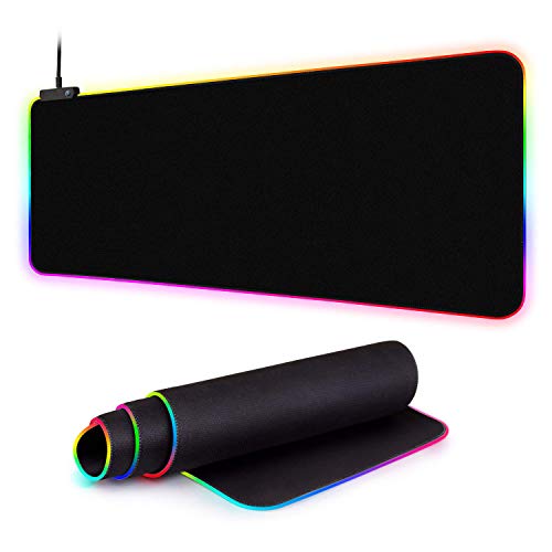 Product Cover RGB Gaming Large Mouse Pad, Soft Oversized Glowing Led Extended Mousepad Smooth Surface Non-Slip Rubber Base Computer Keyboard Pad Mat, 31.5x11.8 inch