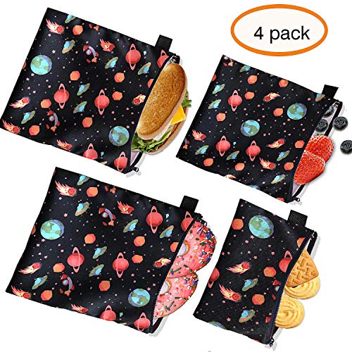 Product Cover Reusable Snack Bags, Eco-Friendly Sandwich Bags, BPA Free Washable Lunch Bags, Dishwasher Waterproof Food Storage Bags (Set of 4)