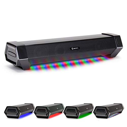 Product Cover ENHANCE Attack Gaming Speaker Soundbar - Under Monitor PC Sound Bar LED Speaker with 40W Peak Audio Power, 3 LED Color Modes + 3 RGB Dynamic Light Effects, Dual Inputs for Gaming PC and Phone AUX