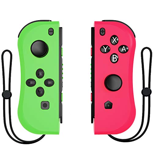 Product Cover Kinvoca Joy Pad Controller for Nintendo Switch, L/R Switch Controller Replacement, Wired/Wireless Switch Remotes - Pink and Green