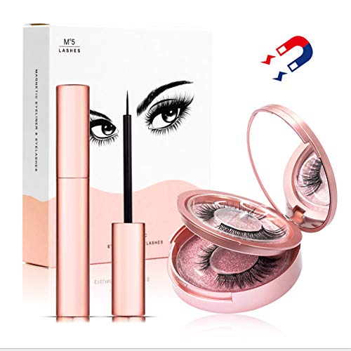 Product Cover Magnetic-Eyelashes-Eyeliner-Lashes-Natural Look 4 Pairs, Magnetic Eyeliner and Lashes, Magnetic Eyelashes with Eyeliner Kit, Waterproof Reusable 3D 5 Magnetic Lashes and Liner