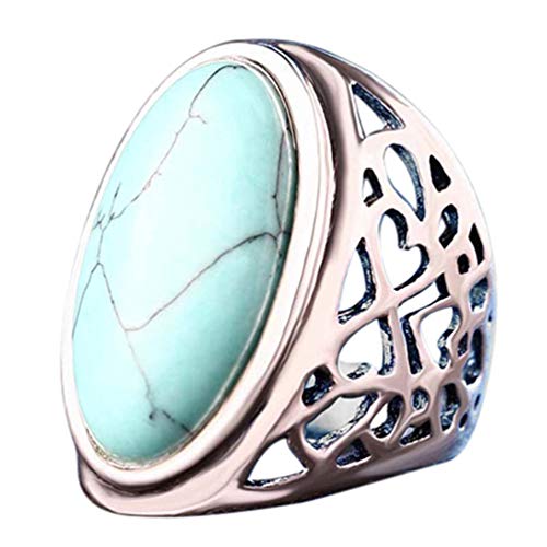 Product Cover qsbai Women Ring Faux Turquoise Finger Rings Hollow Decor Promise Jewelry Gift/US Size 8