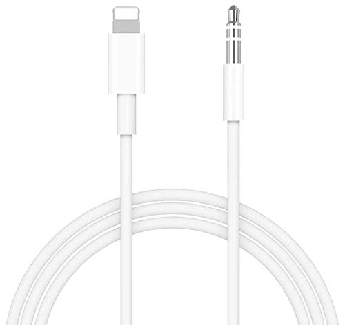 Product Cover [Apple MFi Certified] iPhone to Car Aux Cable, Lightning to 3.5mm Stereo Audio Cord Compatible for iPhone 11/11 Pro/XR/XS/X 8 7 6, iPad, iPod to Car Stereo/Speaker/Headphone, Support iOS 13 (White)