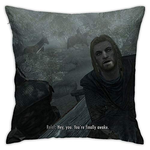 Product Cover LIUDI Skyrim Pillow Hey You You're Finally Awake Sofa Couch Cushion Throw Pillow Cases 18x18 Inch Home Decorative Throw Pillow Covers