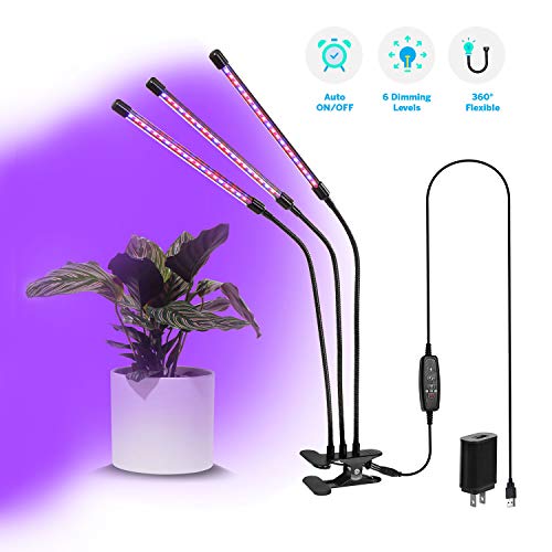 Product Cover Grow Lights for Indoor Plants - Full Spectrum Red and Blue LED Grow Light - Small Gooseneck Lamp with Clamp and Timer - for Herb Garden, House Plant, Succulent, Cactus, Flowers, Bonsai Tree