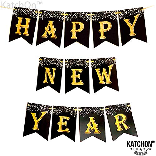 Product Cover Happy New Year Banner - Large Size No DIY | Real Glitter | New Years Eve Party Supplies 2020 | Happy New Year Party Decorations 2020 | NYE Decorations | Happy New Year Sign | New Years Eve Decorations