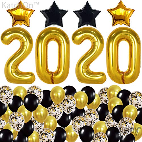Product Cover 2020 Balloons Gold and Confetti Balloons Set - Gold, Black and Silver Confetti Ballooons | New Years Eve Party Supplies 2020 | Graduation Party Supplies 2020 | NYE Decorations 2020 Graduation Balloons